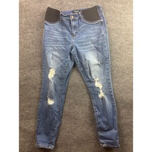 Judy Blue Boyfriend Jeans Womens 7/28 Blue Distressed Elastic Side Maternity